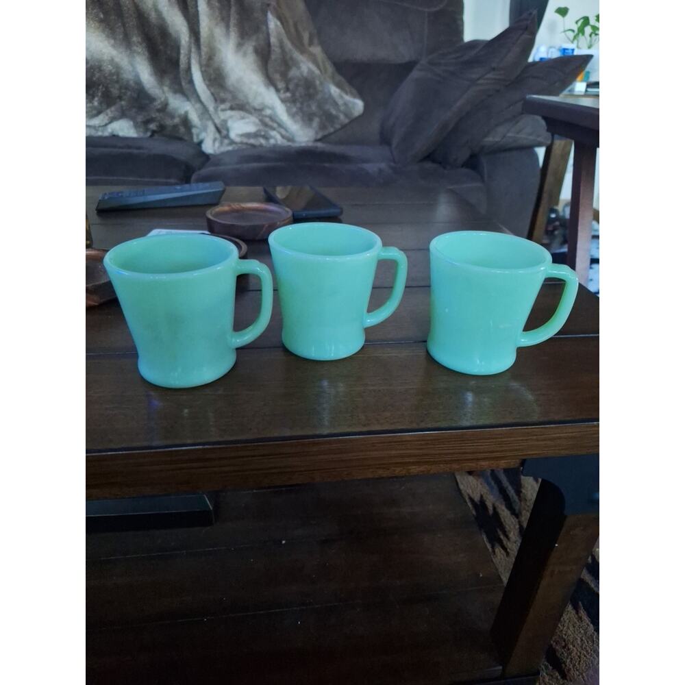 FIRE KING Jadeite D HANDLE Coffee Mug Restaurant Ware Flat Bottom